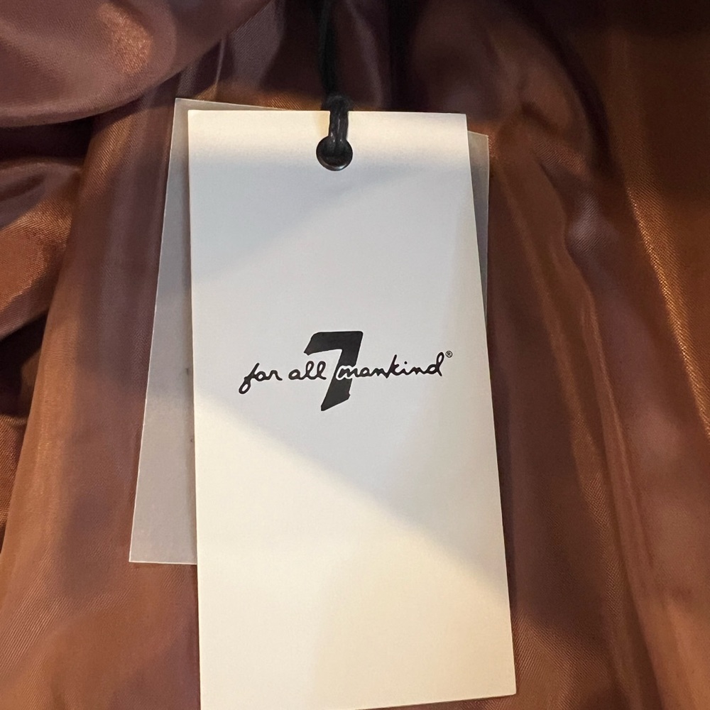 7 For All Mankind Brown Pleated Faux-Leather Mini Skirt - Picture 3 of 7